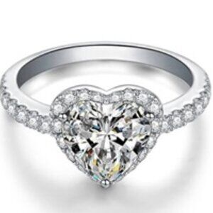 🎀Hollow Gemstone Zircon Thin Sweet Vintage Heart CZ Ring for Women,MARR9118